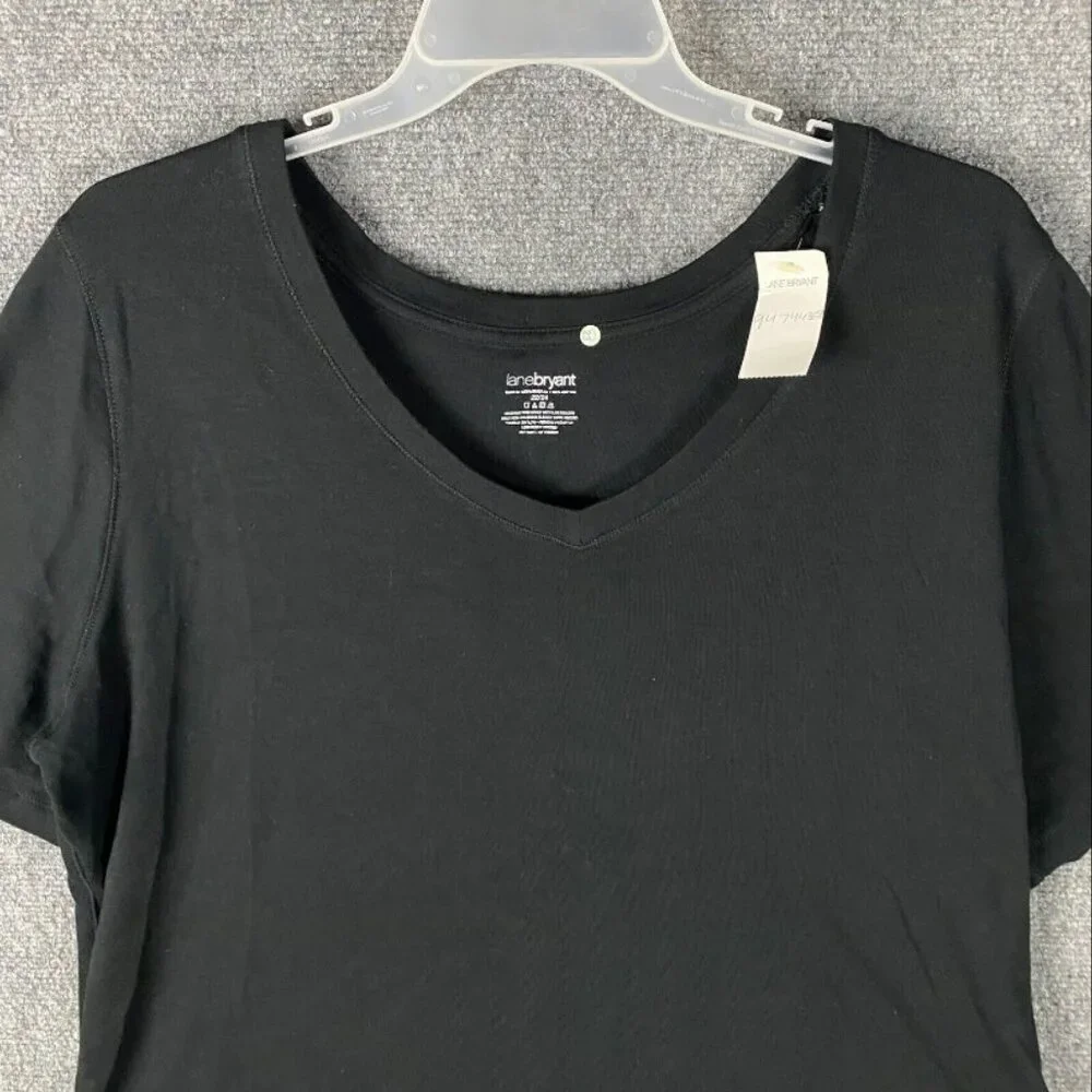 Lane Bryant Blouse Women's‎ 22/24 NWT Black Short Sleeve 100% Cotton Plus